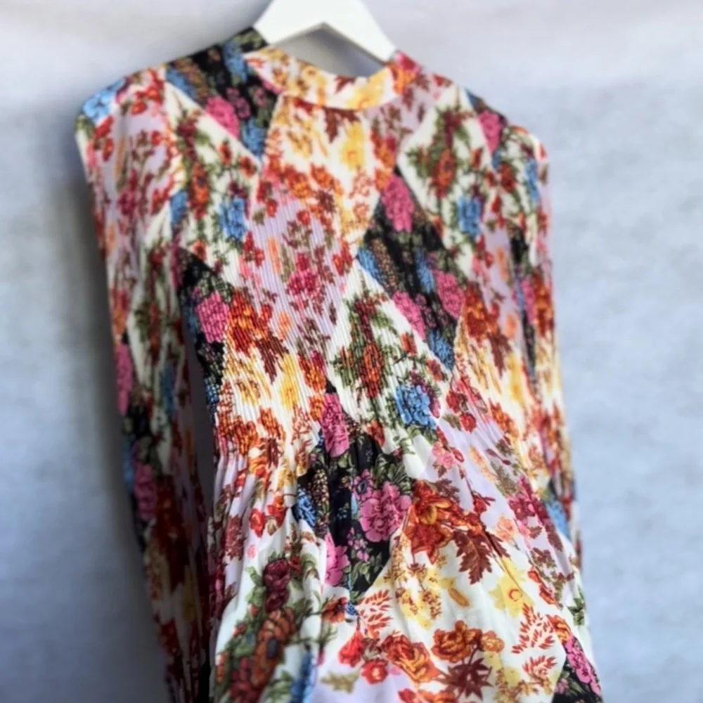 Anthropologie Maeve Shara Polished Pleats, Floral, Midi Dress XS - Picture 6 of 16
